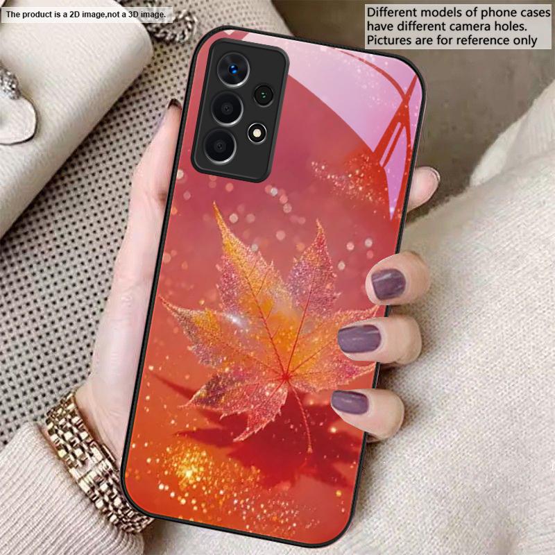 Grüne Ahornblatt-Textur für Samsung A20 30 22 23 24 25 26 31 32 A33 34 35 42 50 51 52 53 54 55 56 70 71 72 73 Glas-Handyhülle