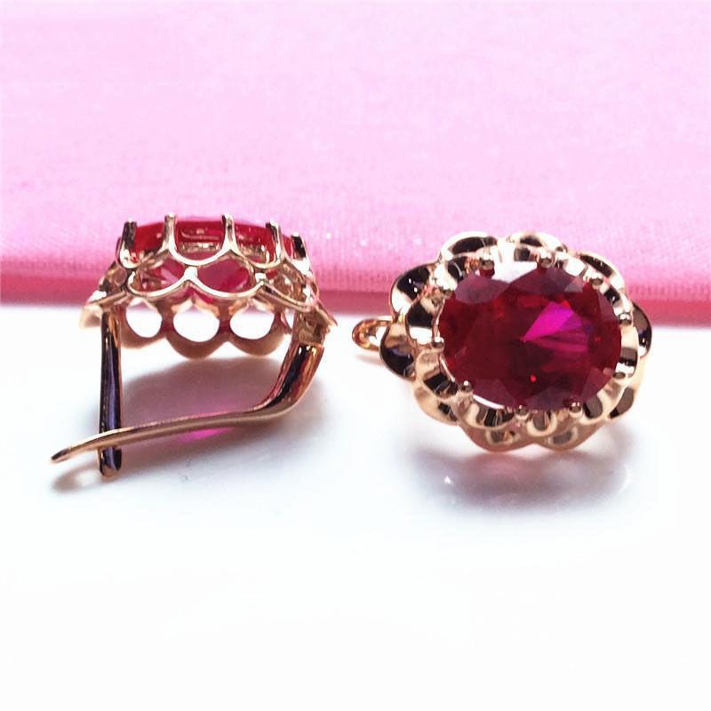 Lila Vergoldete Roségold Eieroberfläche Spitze Redstone Ohrringe, Leichter Luxus Temperament, Hochwertiger Ausländischer Stil Farbe Gold Ohrstecker