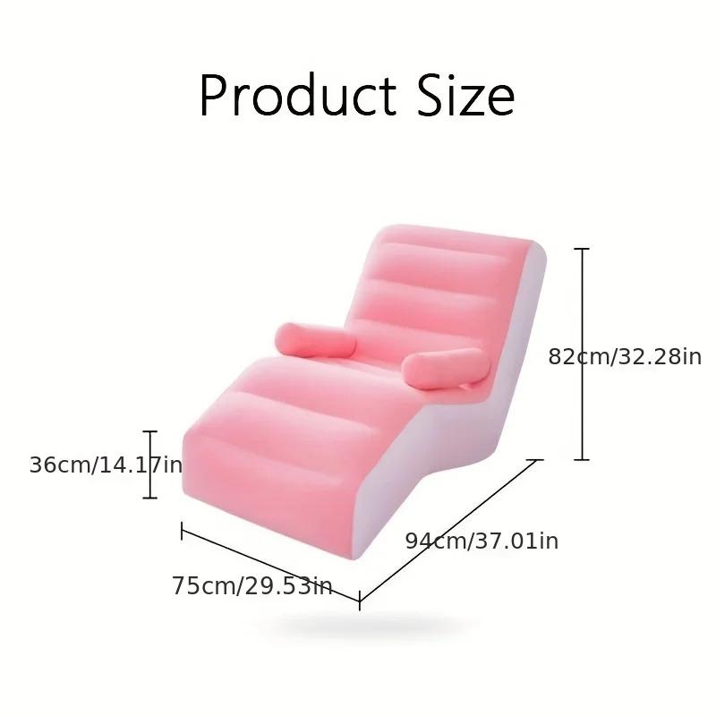 Inflatable Lazy Sofa Flocking PVC Sofa Chair Portable Rest Mattress S-Shaped Ergonomic Recliner Lunch Break Lounge Chair for Kid