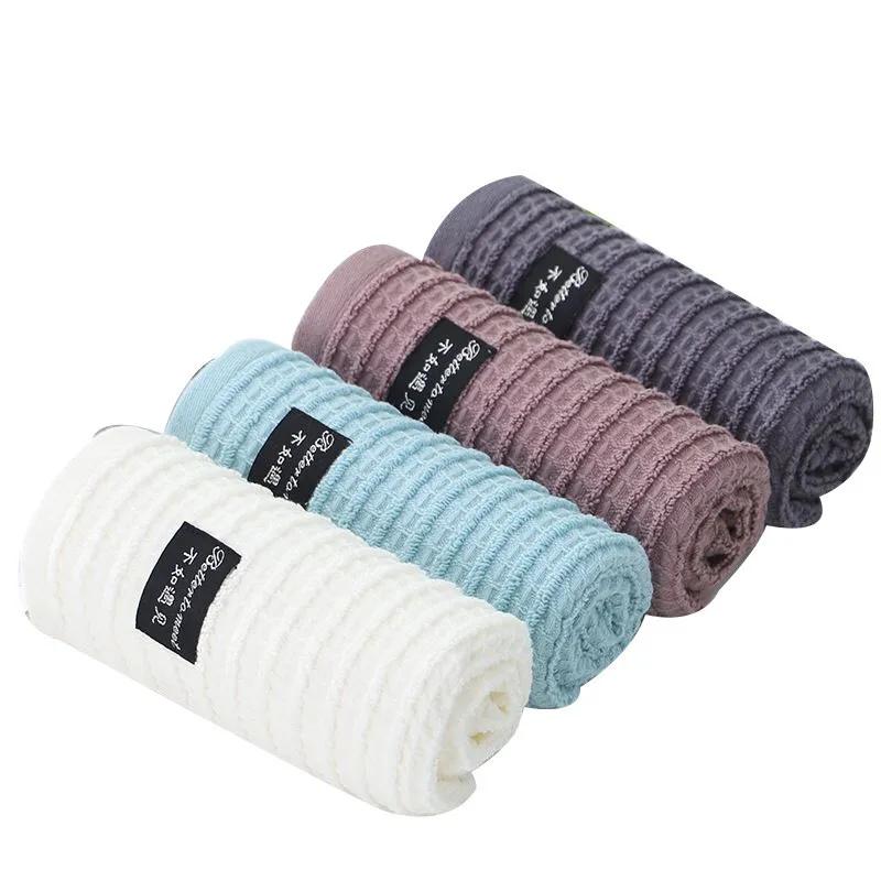 1Pc 35x75cm Simple Solid Color Cotton Breathable Soft Absorbent Adult Bathroom Hand Towel