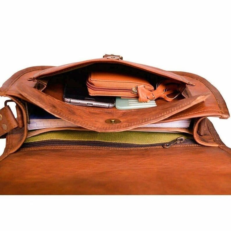 Geantă de umăr vintage din piele naturală de capră, maro, tip messenger