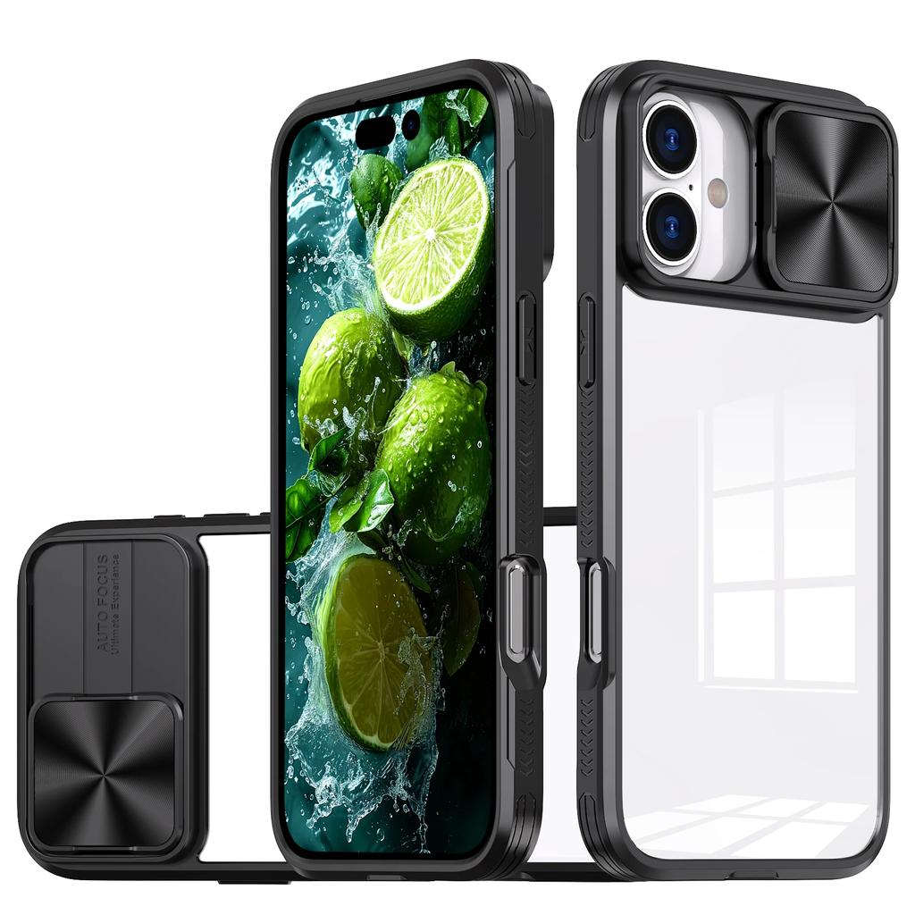 Luxury Crystal Clear Slide Camera Protection Case for IPhone 16 Pro Max 15 14 13 Plus Mini Acrylic Hard Transparent Back Cover