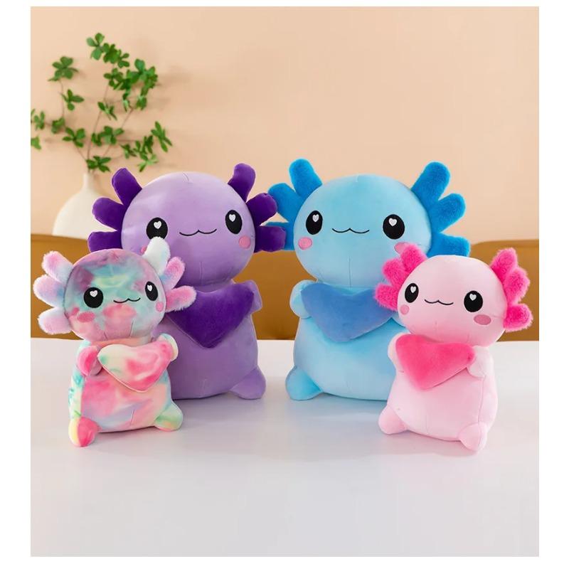 Cute Cartoon Axolotl Plush Toy Super Soft Salamander Animal Stuffed Plushie Pillow Couple Soft Axolotl Home Decor Christmas Gift