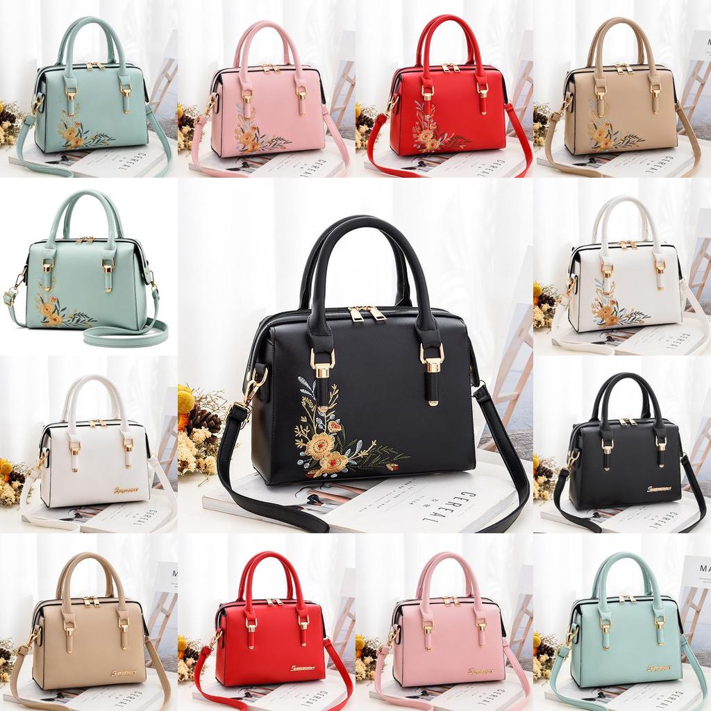Style Pu Handbag With Embroidered Flowers For Daily Fashion And Casual Outings