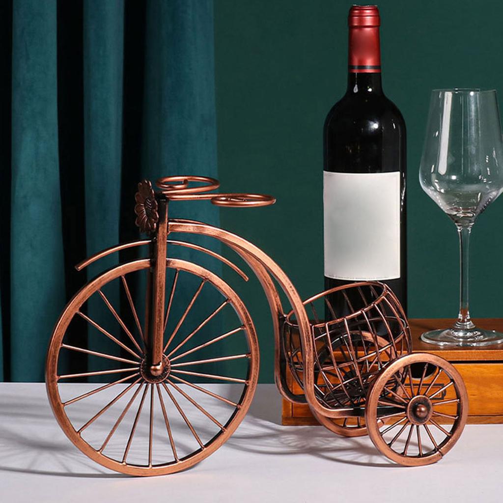 Creative Wine Bottle Holder Wine Rack for Single Bottle Three-wheeled Car Shaped Wine Organizer Stand Countertop Dis