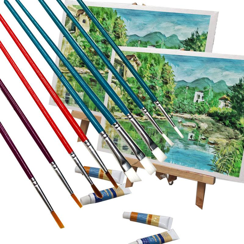 25-piece Oil Painting Pen Set Cotton Brush Nylon Bristle Material Beginner Diy Gouache Paint Brush for Kindergarten Art Courses