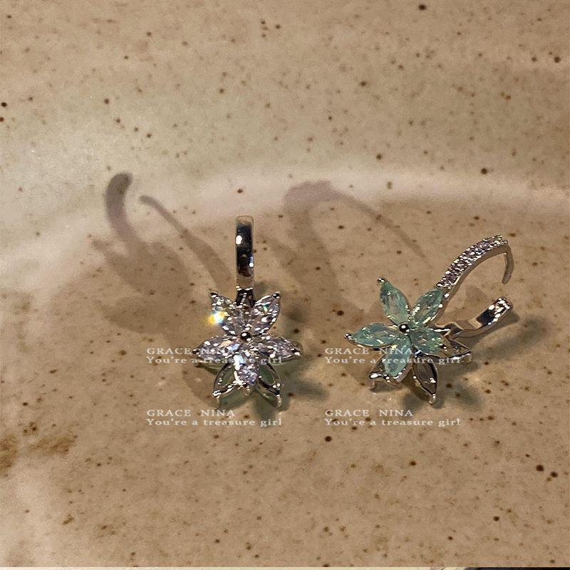 

Niche Style Mint Crystal Female Fancy Dignified Flowers Mint Flower Crystal Earrings