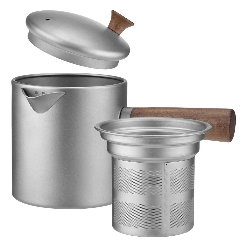 Camping Kettles for Boiling Water Side Wood Handle Ti Teapot Portable Outdoor Lightweight For Tea Brewing With Fine