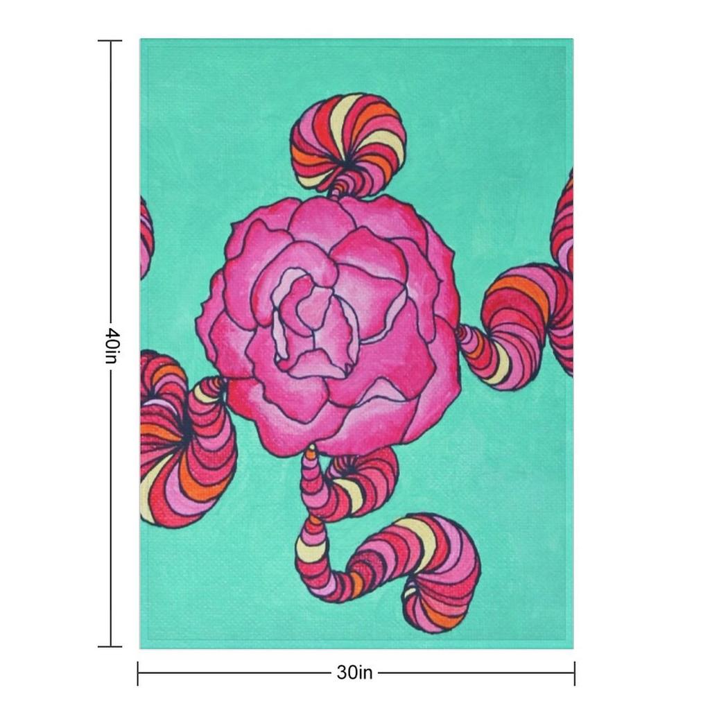 Peony Swirl Throw Blanket Decorative Sofa Beach Wednesday Decorative Blankets