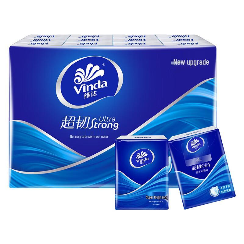 Vinda Ultra-Tough Mini Facial Tissues, Unscented, 24 Packs