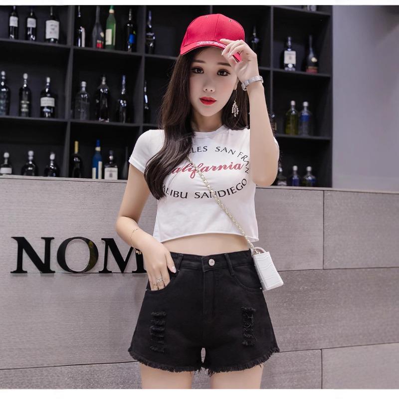 Summer new loose ripped edging women's denim shorts women's wide-leg pants women's pants