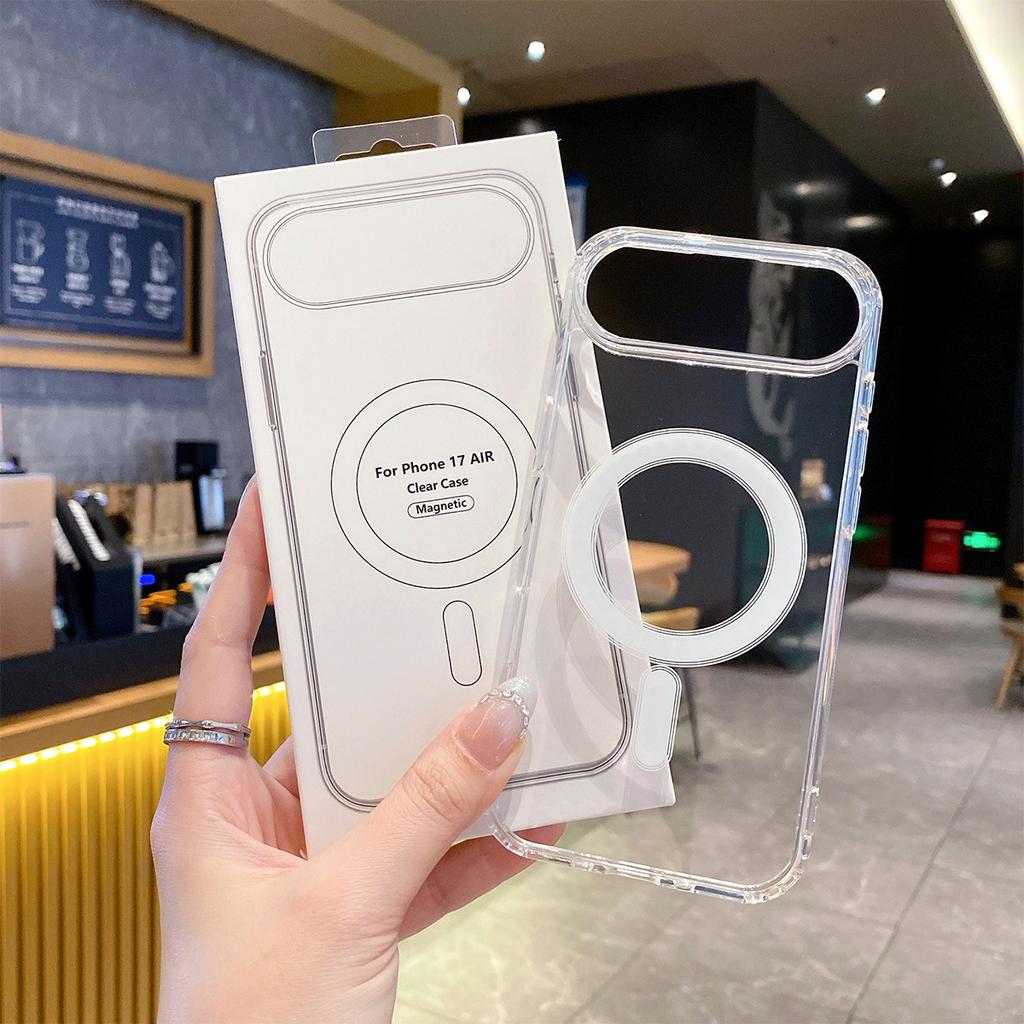 New for IPhone 17 Transparent 2-in-1 Mobile Phone Case Magnetic Suction Stand for IPhone 17promax Magnetic Suction Case Transparent