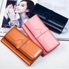 Pure Leather Three Fold Women's Wallet, Long Buckle Leather Bag, Genuine Leather Multi Card Large Capacity Wallet, Women's Wallet, Leather Wallet