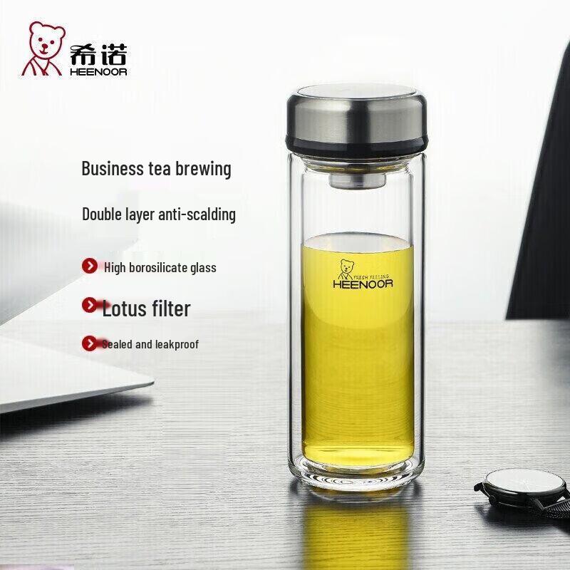 Heenoor Men s Double-Wall Portable Glass Mug