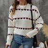 Romantic Heart Design Women's Knit Pullover Sweater - Autumn/Winter Collection