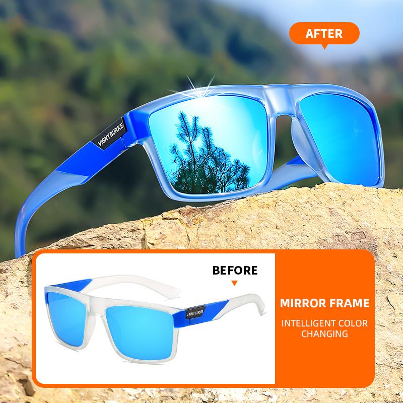 Classic Square Frame Sunglasses, UV400 Protection, Novel Photochromic Frame for Men And Women