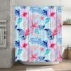 Colorful Tropical Leaf Pattern Shower Curtain Waterproof Bathroom Decor Home Decoration Blue Pink Red White Bath Mat Cover Large