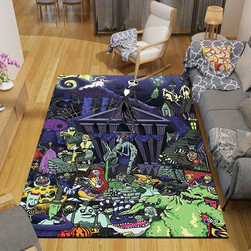 1pz Tappeto Area Tappeto con Fantasia Jack Skellington Antiscivolo Lavabile a Mano Tappetino per Pavimento Adatto per Soggiorno Camera da Letto Decorazioni per la Casa Decorazioni per la Stanza