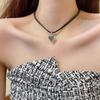 Classic Gothic Black Leather Choker Torques Heart Pendant Necklaces For Women Elegent Fashion Jewelry Valentine's Gifts