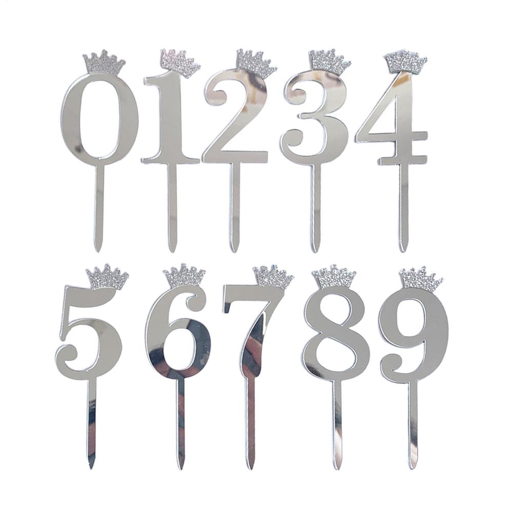 0-9 Number Cake Topper Decoration Acrylic Decorative Cupcake Decor Anniversary Happy Cake Decoration Card For Birthday