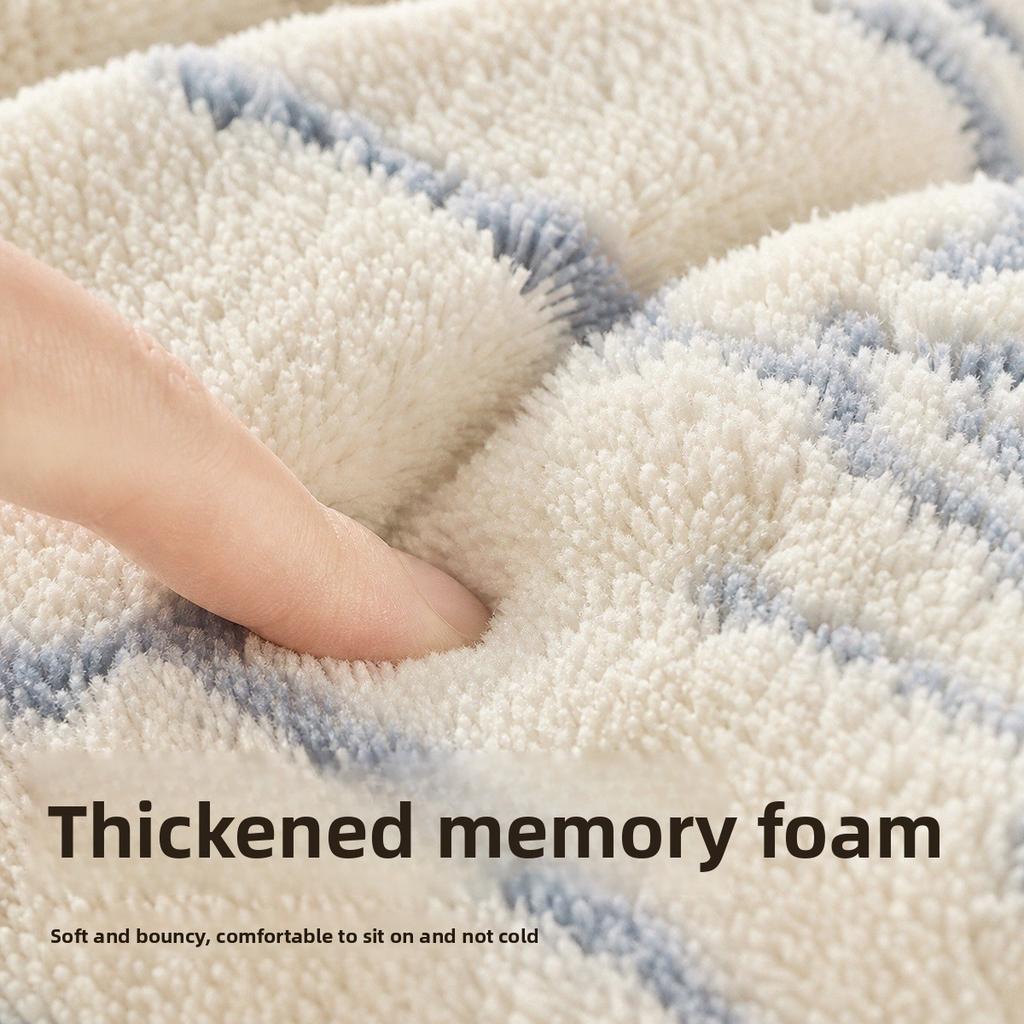 Adhesive-type Household Toilet Seat Cover for Autumn and Winter. Thick Striped Toilet Seat Pad for Easy Cleaning.