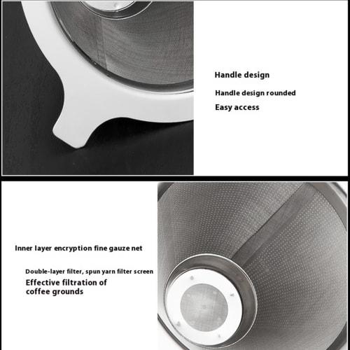 Paperless Stainless Steel Coffee Filter Dripper, Conical, Stainless Steel, Reusable Mesh Filter, Stylish Coffee Dripper for Hand Drip Coffee