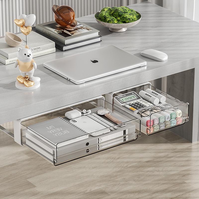 Under-Desk Pull-Out Organizer: Invisible Stationery Storage Drawer