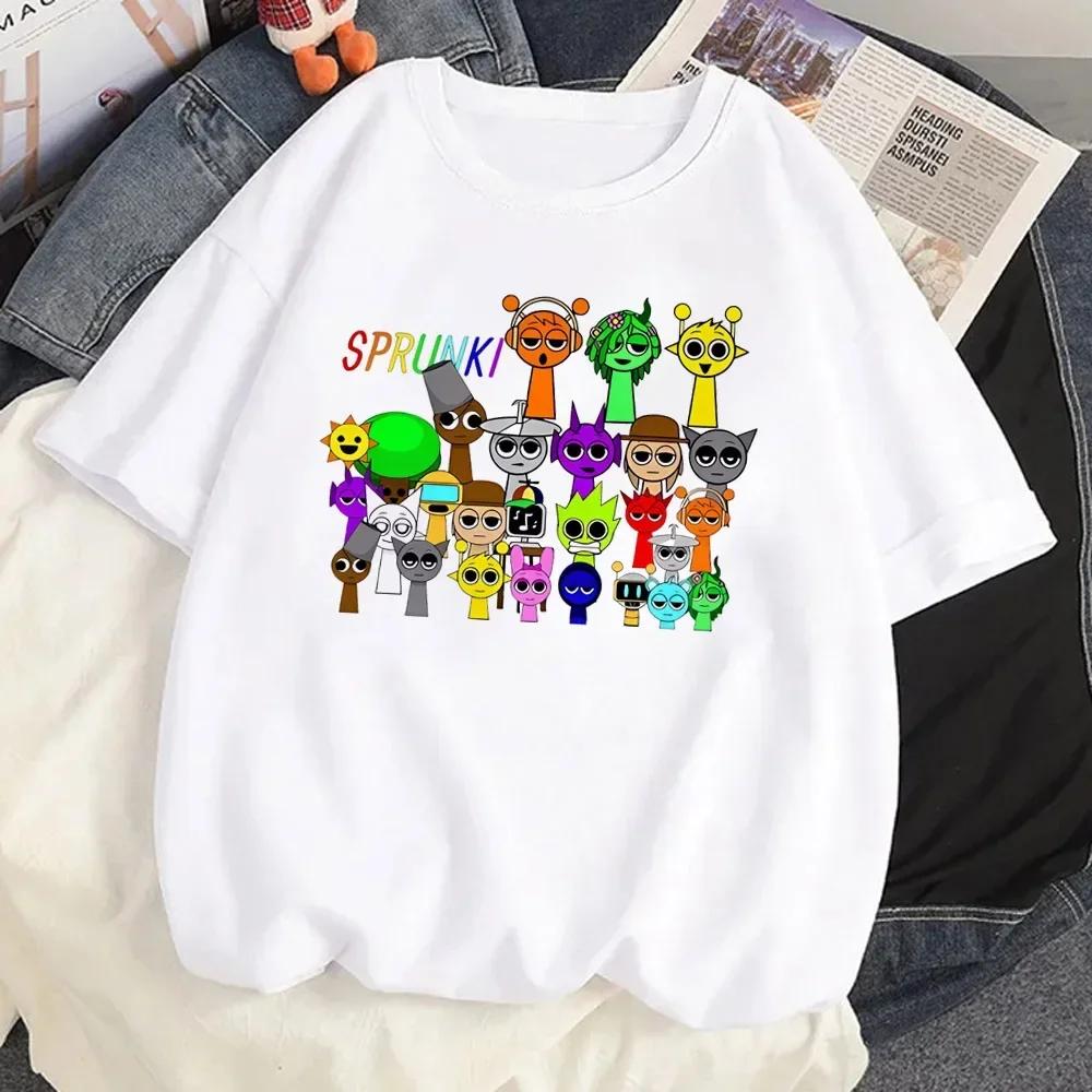 

Sprunki Summer Boys Girls Cartoon Anime Fashion Casual Comfortable Short Sleeve Cute Kids Incredibox Children Clothes T Shirt 100
