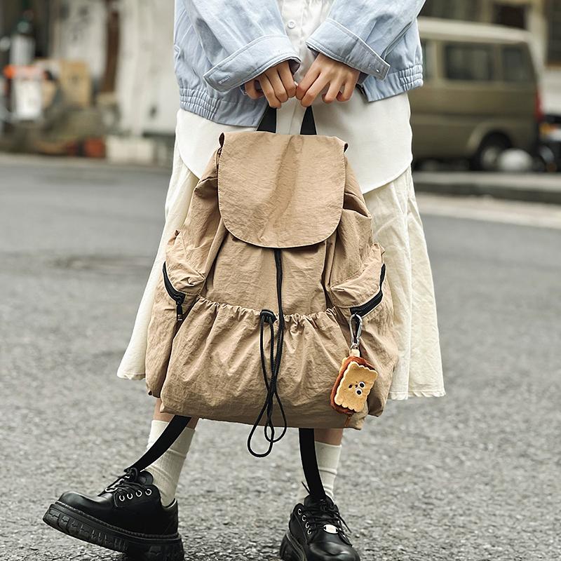 Mochila con cordón plisada Mochila ligera para mujer Mochila de viaje para hombre