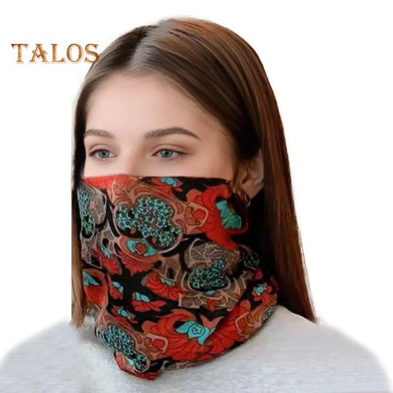 Women Thermal Hat Cycling Neck Warmer Lightweight Colorful Printing Headband High Elasticity Anti-slip Scarf Cold Warm Weather Multi-Functional