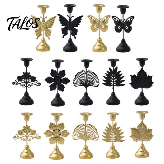 Talos Vintage Metal Candle Holder, Romantic Candlestick Dinner Table Centerpiece, Retro Aged Texture Decor for Wedding Party and Home Anniversary
