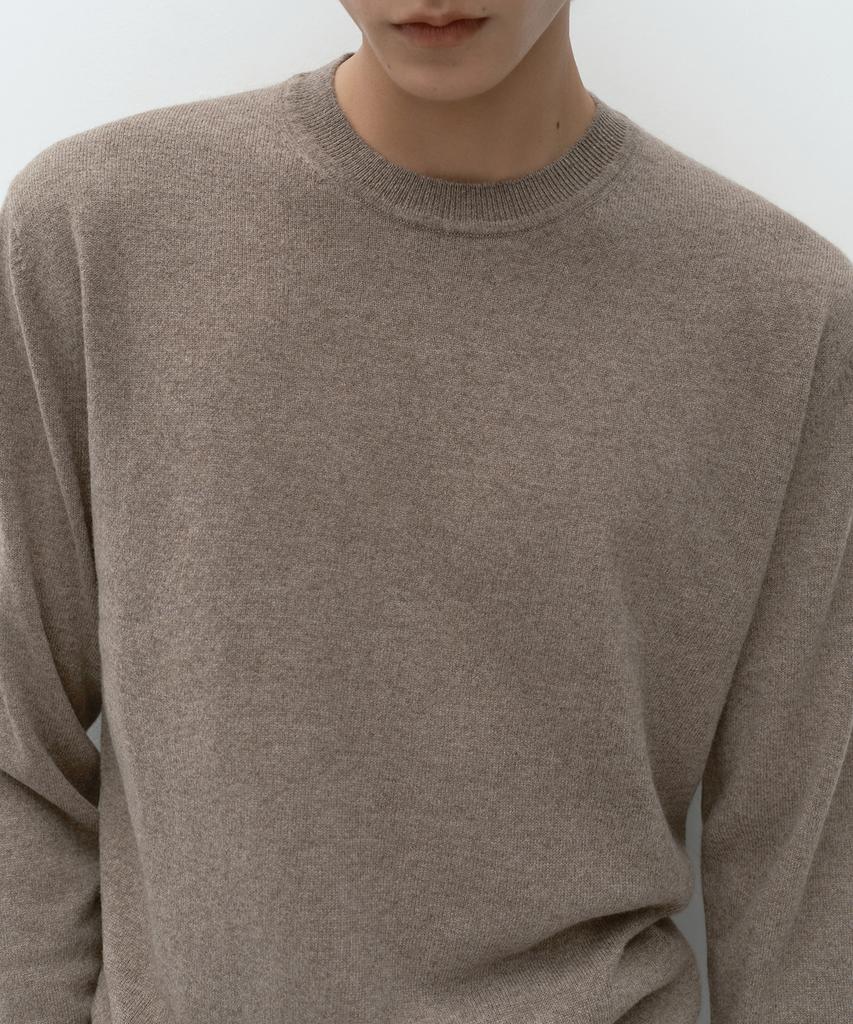 MUSINSA STANDARD [Plus] 100% Cashmere Crew Neck Knit [Taupe]