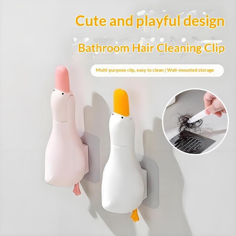 2-In-1 Cute Duck Shaped Double-Head Design Cleaning Clip Dust Stain Removal Shovel With Drainage Hole Bathroom Cleaner Tool