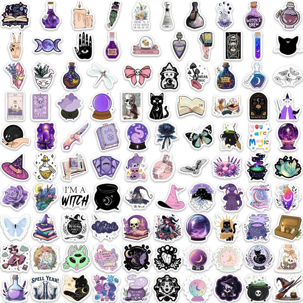 Magic Theme Sticker Set: 100 Sheets of Witch, Crystal Ball, and Creative Planner Designs