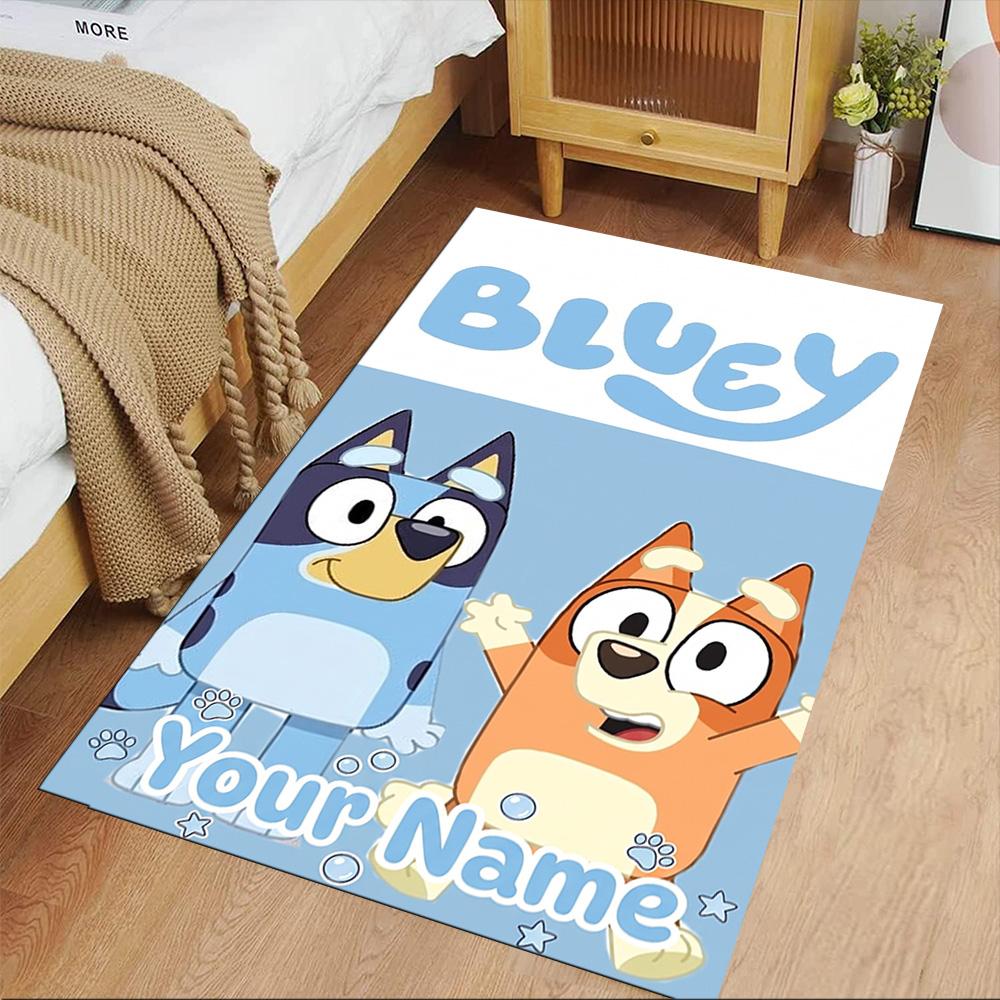 Bluey Personalized Text Area Rug Suitable for Playrooms Study room Hallway Living Rooms Anti-slip Rug Office home decor Birthday/Christmas Gift