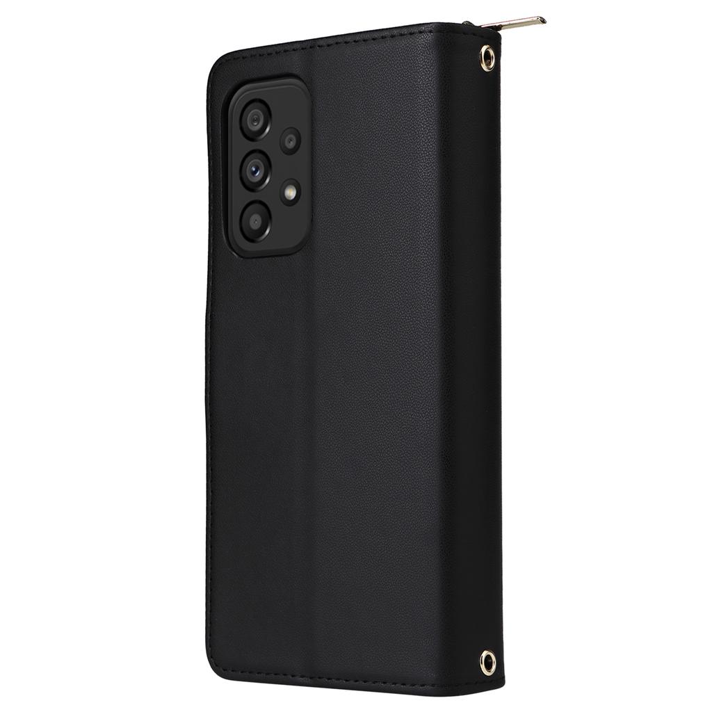 R20 Für Samsung Galaxy A53 5G Hülle Reißverschluss Leder Handyhülle mit 9 Kartenfächern