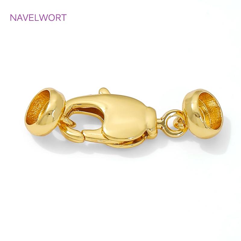 18K Gold Plated Lobster Clasps Hooks Connectors,Clasps For Jewelry,Brass End Caps Fastener,DIY Bracelets Jewelry Making Supplies
