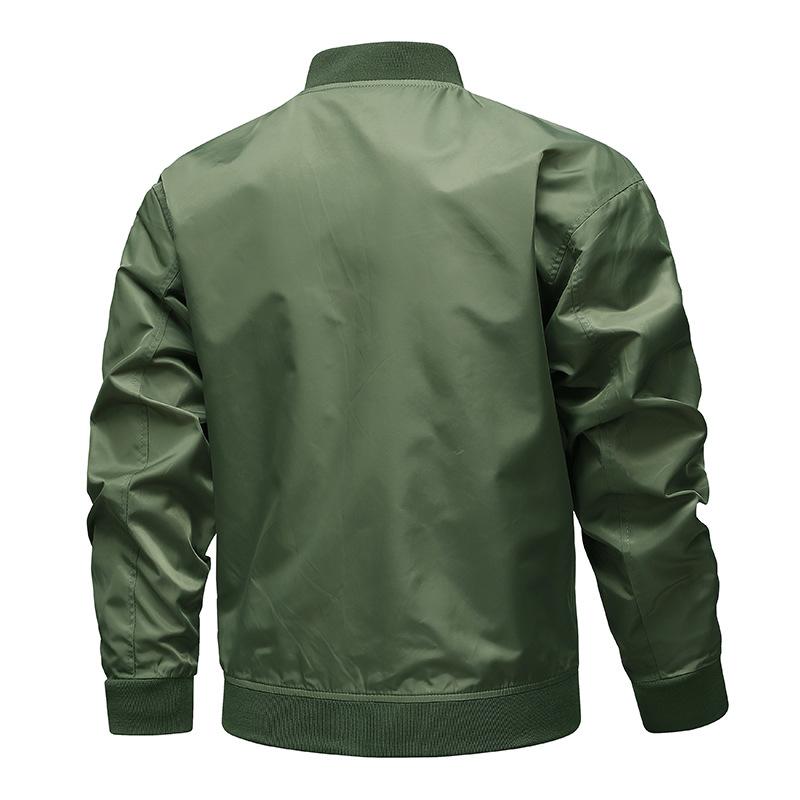 Spring and Autumn Men's Casual Versatile Windproof Business Jacket Nylon Waterproof Resistant Baseball Collar Jacket Retro Solid Color Flight Suit