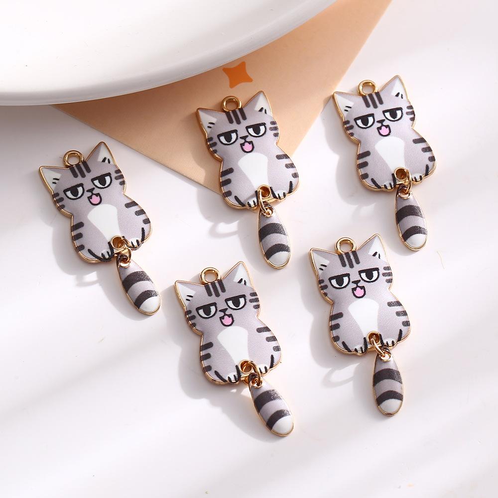 

Мультяшный милый сплав масляная капля кулон котенок подвижный хвост кулон DIY ожерелье брелок ювелирные изделия аксессуары