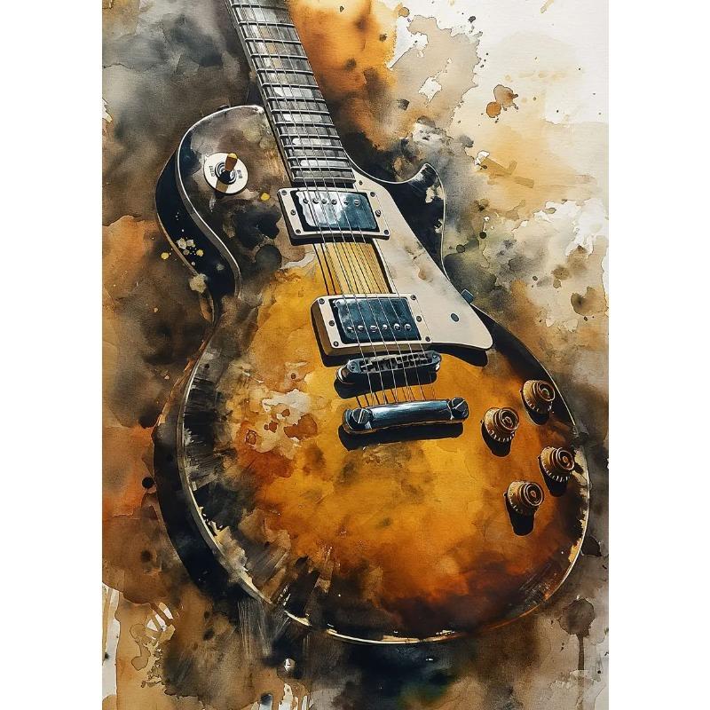 Electric Guitar Trendy Musical Instrument Poster Modern Abstract Fashion Design Canvas Art Painting Picture Bar Home Decor Gi