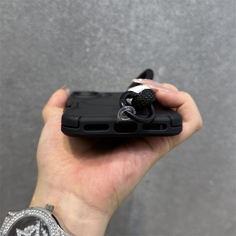 Custodia con Cinturino da Polso a Doppia Colore Magsafe per iPhone 16 15 14 13 Pro Max Plus 12 11 Cover Corazzata Rigida Magnetica con Laccetto