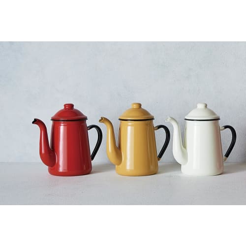 Nodahoro 1.6L Enamel Coffee Pot, Gas Stove Only, Retro Design, Made in Japan, Giraffe and Camel Design