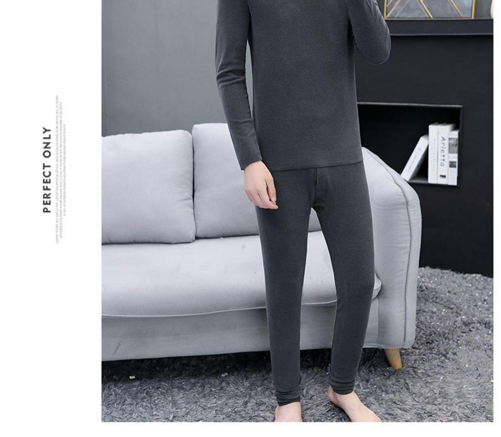 Men's Reversible Thermal Underwear Set with Half-High Collar and Seamless Velvet Fabric for Fall/Winter