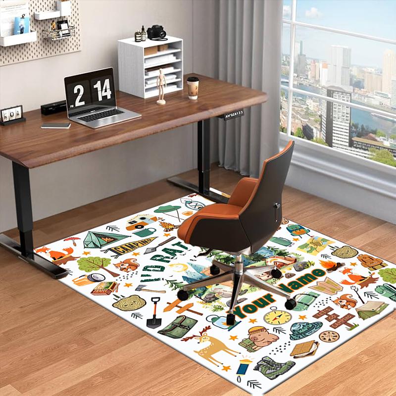 1PC Custom Name Adventure Illustration Theme Floor Mat Ideal for Living Room, Game Rooms, Office, Bedroom, Floor Mat Playful Design