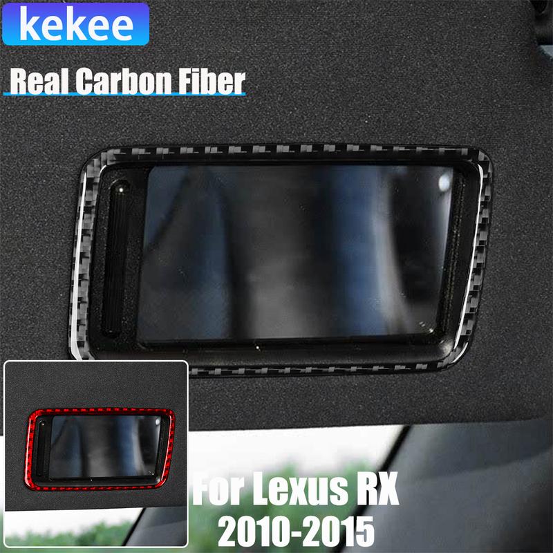 Real Carbon Fiber Car Accessories Vanity Mirror Frame Cover Soft Sticker For Lexus RX350 RX450h 2010 2011 2012 2013 2014 2015