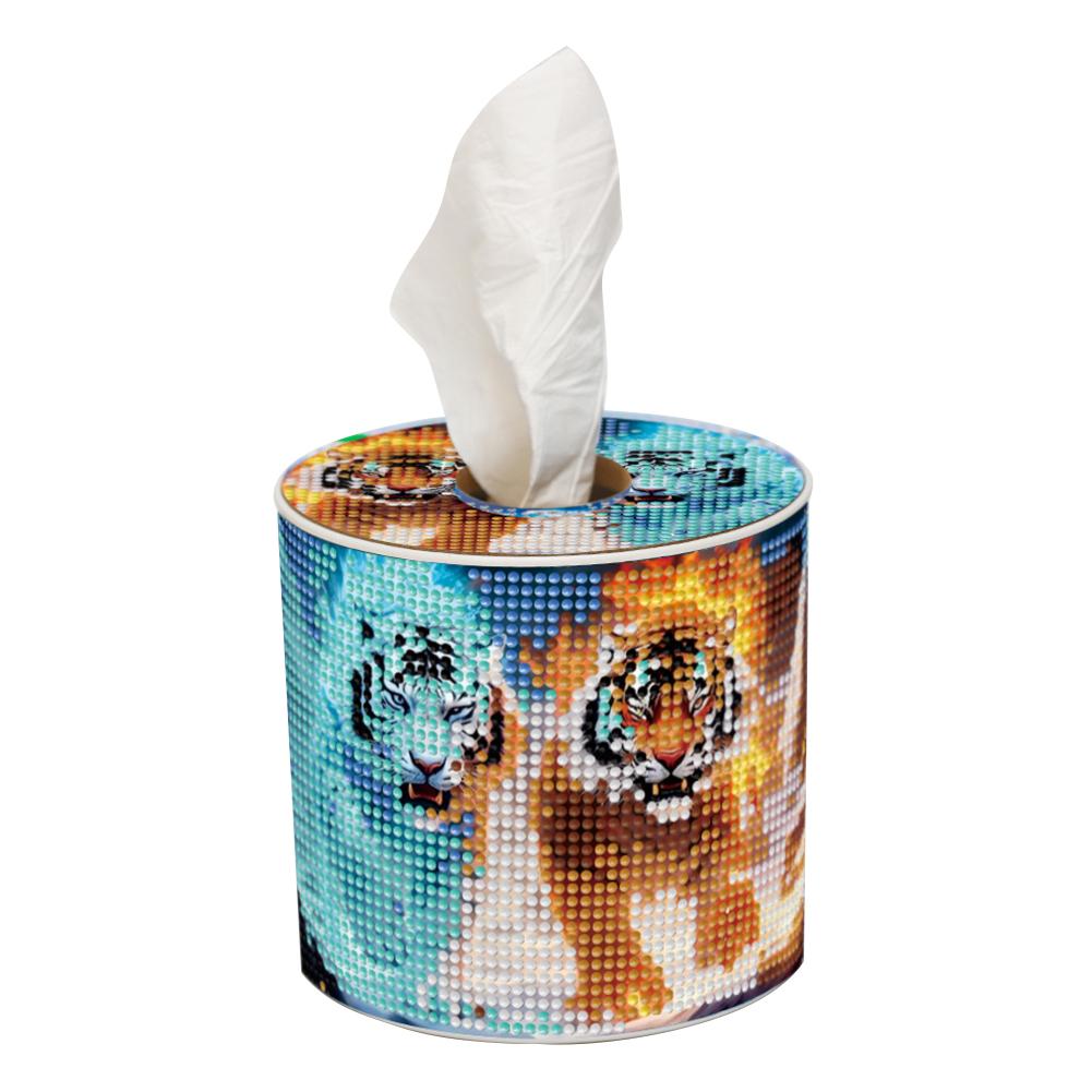 

5D DIY Алмазная живопись Кристальная мозаика Держатель для салфеток Полная засыпка Кристальный пластиковый Держатель для салфеток Набор Многоразовый для рабочего стола Алмазная живопись тигровый