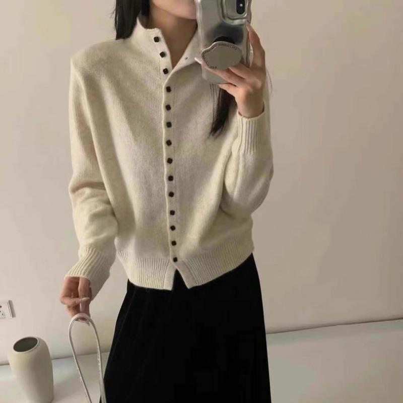 

Autumn and winter new loose lazy wind knitted cardigan top women s fashion casual versatile sweater jacket one size fits all
