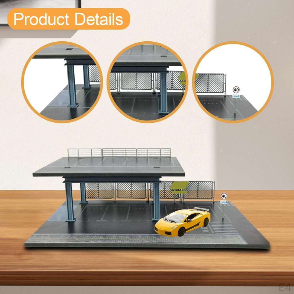 1/64 Parking Lot Diorama Miniature Scenery Model Photo Prop Collectible Gift Decorative Ornament