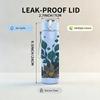 1PC Dark Teal Leaf Botanical Art Print 750ml Color Plastic Sports Water Bottle Leakproof Flip Straw Lid Suitable for Sports Office Home Use