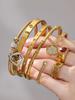 18k Gold-Plated Zircon Bamboo Bracelet Set: Geometric, European & American Style